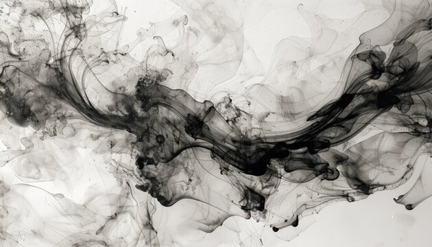 Black swirling smoke on a white background