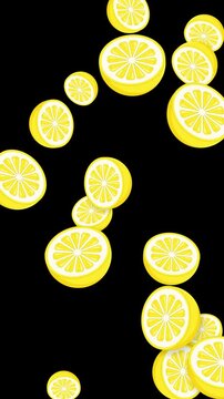 Animated Lemon Slices Falling Against a Solid Black Background