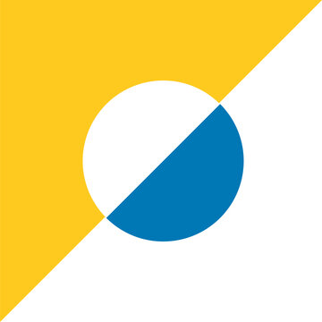 Abstract design presenting a bicolored circle on a modern bisection background