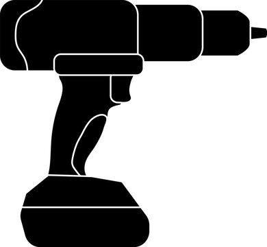 Cordless drill silhouette on white symbolizing construction and DIY projects