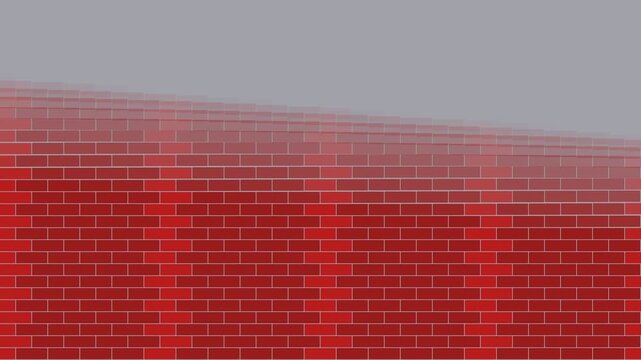 Brick wall assembling animation on grey background