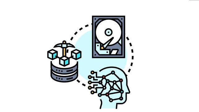 Large scale databases concept data storage. Processing. And analysis with a hard disk drive. Data mining operations on server stacks