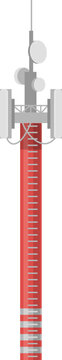 Tall communication tower with antennas transmitting wireless data coverage