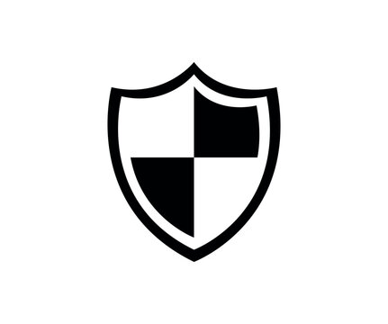 Shield icon set in vintage style. Protect shield security line