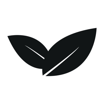 leaves icon with green eco logo design, nature organic isolated illustration for vegetarian and vegan product branding.