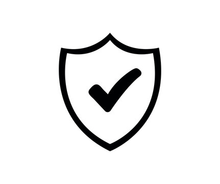 Shield icon set in vintage style. Protect shield security line