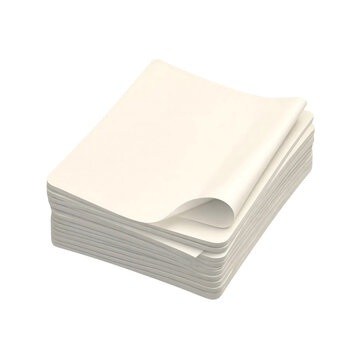 A thick stack of blank white paper sheets isolated on white background transparent background