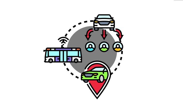 Transportation icon presenting innovative mobility solutions, offering convenient carpooling, ride sharing, and public transit options for urban travel and smart cities