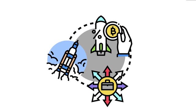 Business development concept involving launching a new project, implementing a strategic plan, and managing investments in the digital economy