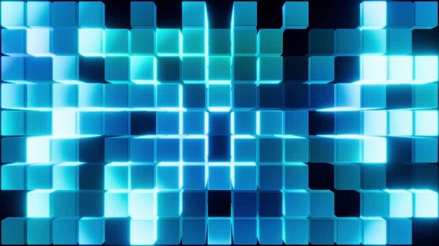 abstract blue cubes animation mocap, 1080p FHD squares animation, looping block animation