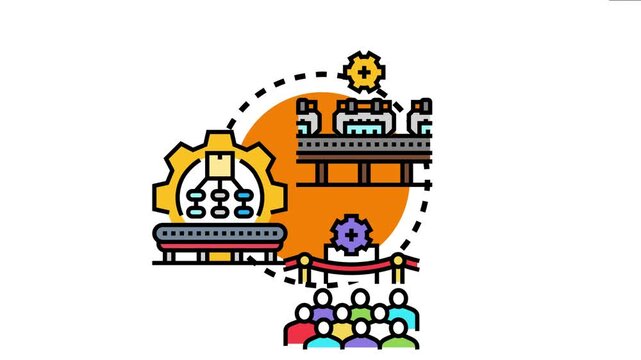 Business team engaging in the launch of new production line operations, symbolizing industrial innovation, startup manufacturing processes, and factory automation development