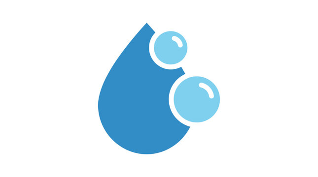 Liquid Drop Merged with Bubbles Vector Illustration in Light Blue