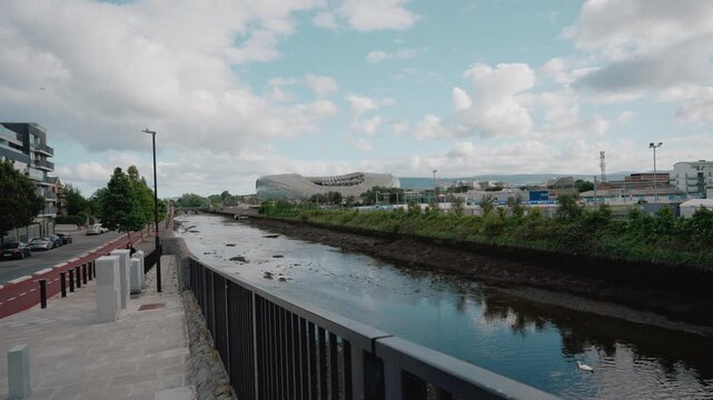Aviva Stadium, a modern rugby and football stadium on Lansdowne Road in Dublin, located beside the River Dodder and surrounded by the urban landscape of Dublin - Dublin, Ireland - 31 Aug 2026