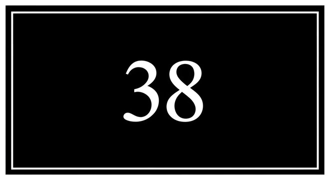 White Number 38 on Black Background Minimal Typography Design