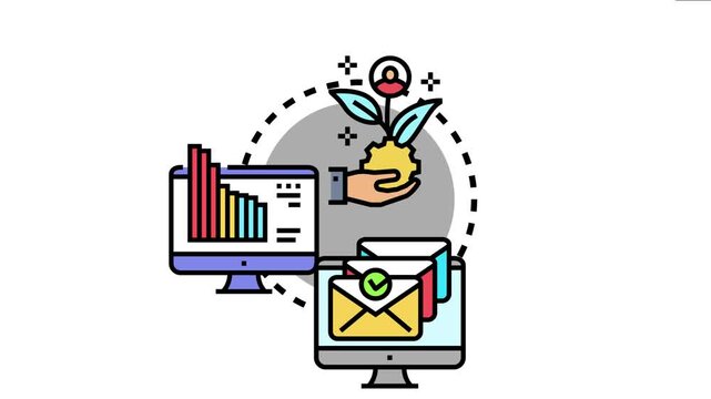 Lead tracking dashboard presenting data analytics on conversion rates and customer journey, managing email campaigns, and visualizing growth potential for business development