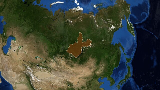 Cinematic 3D Earth Globe Orbital Zoom into Irkutsk Region, Russia Borders - High Resolution 4K Poster