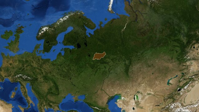 Cinematic 3D Earth Globe Orbital Zoom into Kostroma Region, Russia Borders - High Resolution 4K Poster