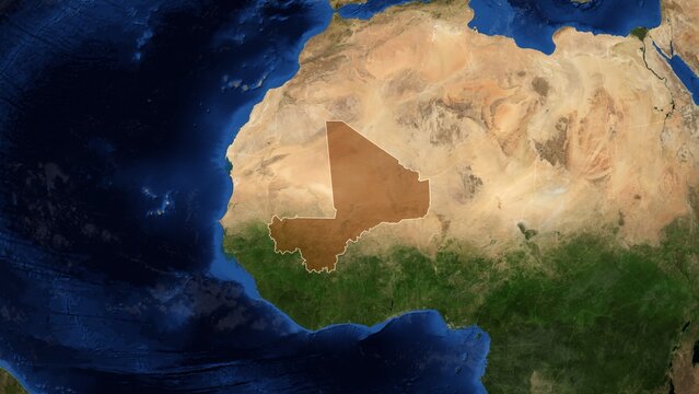 Cinematic 3D Earth Globe Orbital Zoom into Mali Borders - High Resolution 4K Poster