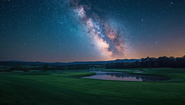 星空に輝く幻想のゴルフコース