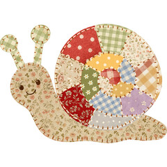 Cute Whimsical Patchwork Snail Illustration © MilleDesign