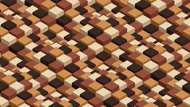 3D Isometric Japanese Wood Kumiko Seamless Loop Background. Minimalist Japanese Wooden Grid 3D Animation Looping Video
