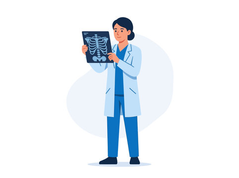 Doctor Examining X-Ray Image Of Human Skeleton For Medical Diagnosis And Health Care Illustration