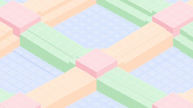 3D Isometric Pastel Maze Cross Wave Seamless Loop Background. Isometric Pastel Cross Wave 3D Loopable Animation
