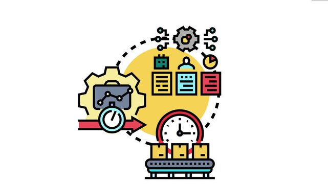 Business concept depicting lean inventory management. Optimizing on demand production. And efficient supply chain processes with integrated data flow. Planning