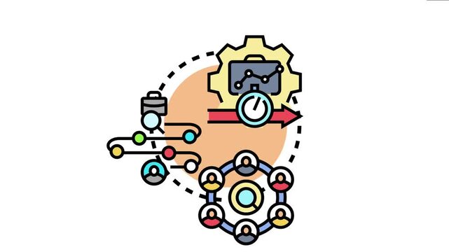 Business strategy visualizing continuous improvement and operational excellence, optimizing workflow, and improving performance by identifying and eliminating waste in processes
