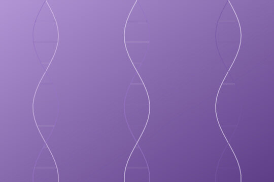 Scientific lilac DNA helix structure background with a genetic double helix pattern. Great for biology and tech designs.
