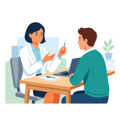 Fototapeta premium Doctor Discussing Medical Treatment With Patient At Desk