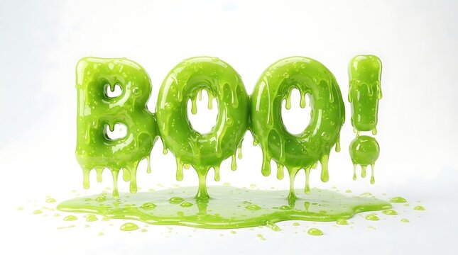 Boo green slime text isolated on white background