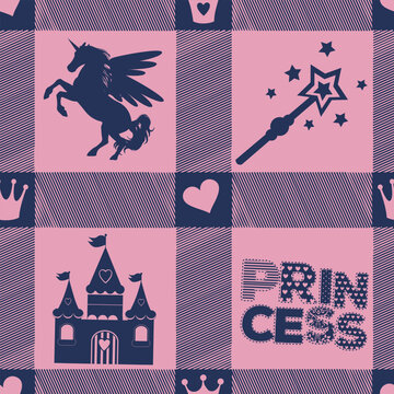 Princess Seamless Pattern for textile   Abstract seamless pattern for girls.