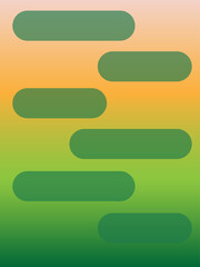 Fototapeta premium Abstract Green Pill Shapes On Orange Gradient Background, Minimalist Geometric Composition, Modern Flat Design Vector, Creative Digital Art Pattern, Business Presentation Layout