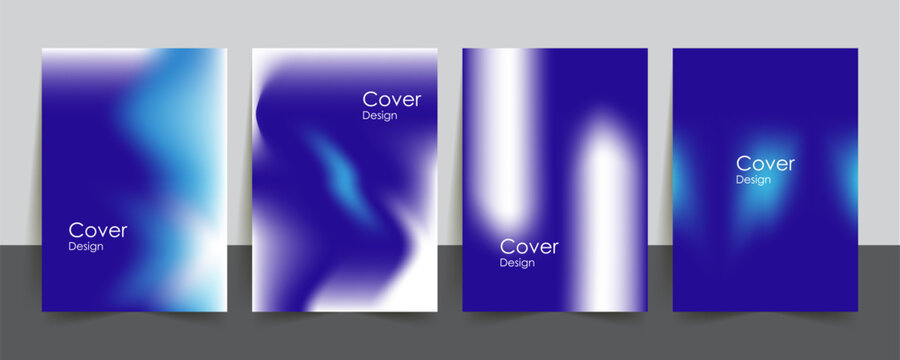 Blue and white abstract poster or vertical background vector set. A4 holographic gradient cover design for brochure, flyer, poster, banner, book, annual report presentation Background.