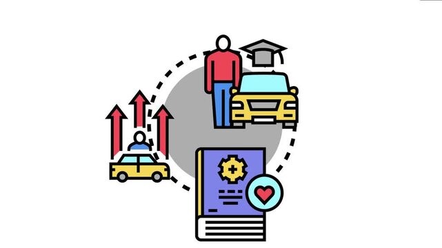 Adult learner developing new skills and achieving personal growth, experiencing progress in driving education through continuous learning and practical application