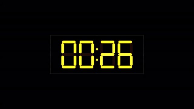 Yellow Seven Segment Countdown Clock 30 Second Digital Timer