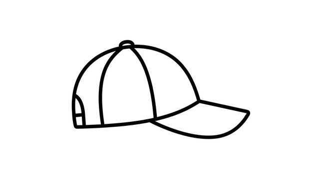 Classic Baseball Cap Hat Vector Line Art Icon