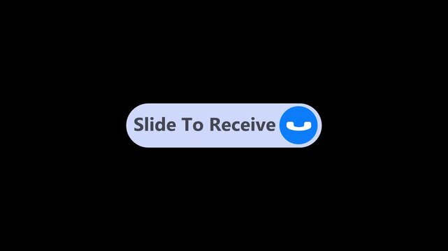 Animated call receive icon with slide to receive text on black background. Incoming call slide to answer and decline concept.