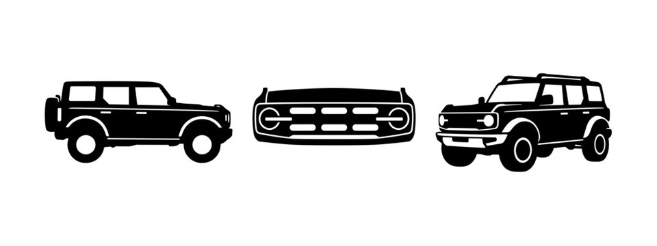 Modern offroad 4x4 SUV silhouettes