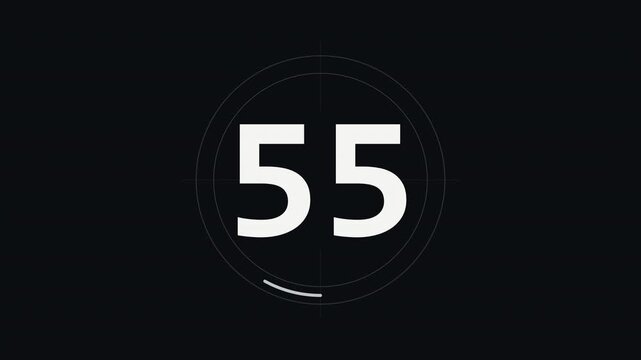 White 60 Second Countdown Leader Number Sequence Digital Timer