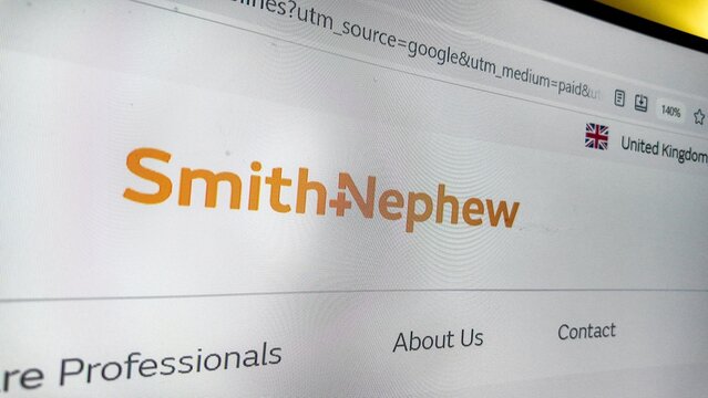 Dublin Ireland september 03 2026..a computer screen with smith and nephew website displayed..Smith+Nephew is a global medical technology company that designs and manufactures devices to repair, regene