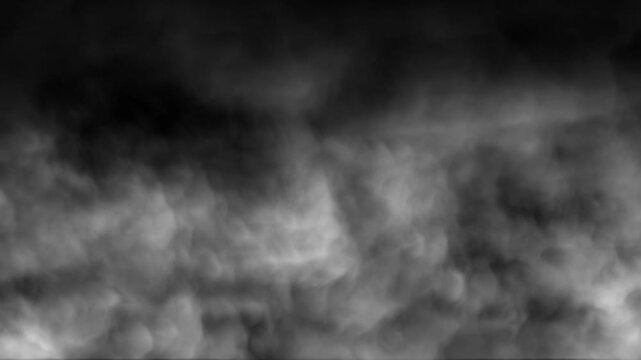 White Realistic rising wall of endless smoke Steam Looping on dark background. Misty haze effect in continuous looping.