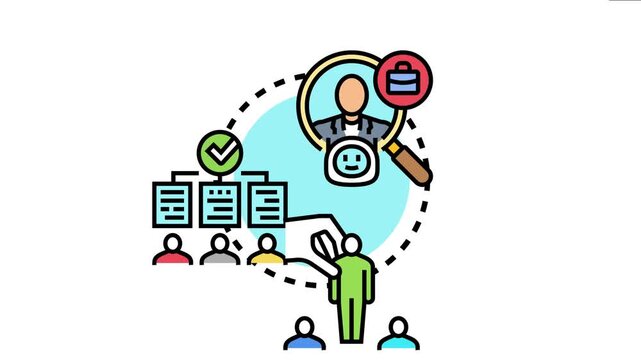 Professional selecting an aligned candidate from a group, demonstrating the process of matching individual competencies with structured learning paths and career objectives in education and business