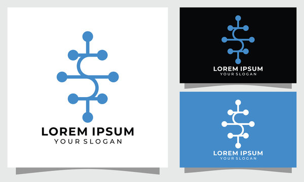 Modern letter S technology circuit network logo template for digital data connect business vector illustration