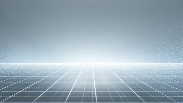 Abstract digital grid background with glowing horizon, futuristic technology landscape, virtual space, innovation concept, modern high tech environment, blue gradient, seamless perspective, empty