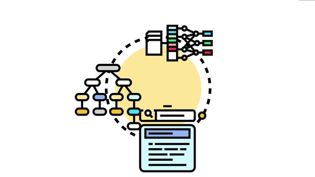 Conceptual depicting data organization, network connections, and streamlined information flow representing swift problem solving and smart optimization strategies