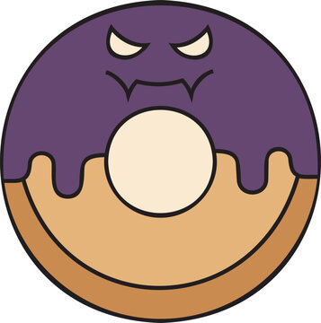 Spooky purple glazed donut with monster face doughnut