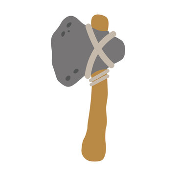 Prehistoric Stone Axe Vector Illustration Stone Age Hand Tool Clipart
