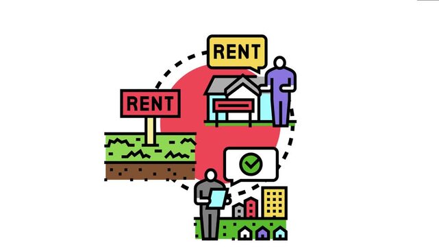Real estate agents engaging in property leasing and renting activities, presenting various residential and commercial buildings for clients seeking rental opportunities